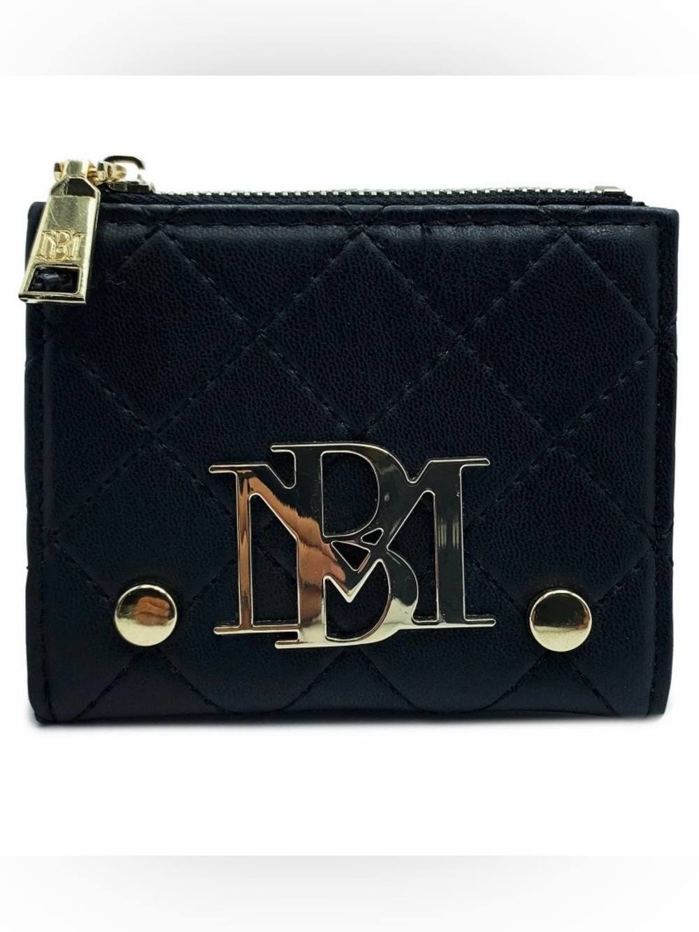 Badgley Mischka NWT Black Quilted Card Wallet Zip Coin Purse MSRP $49